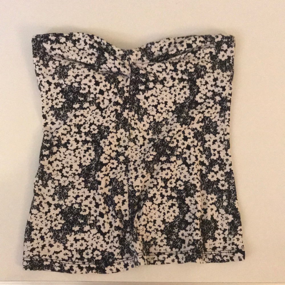 Black and white floral tube top